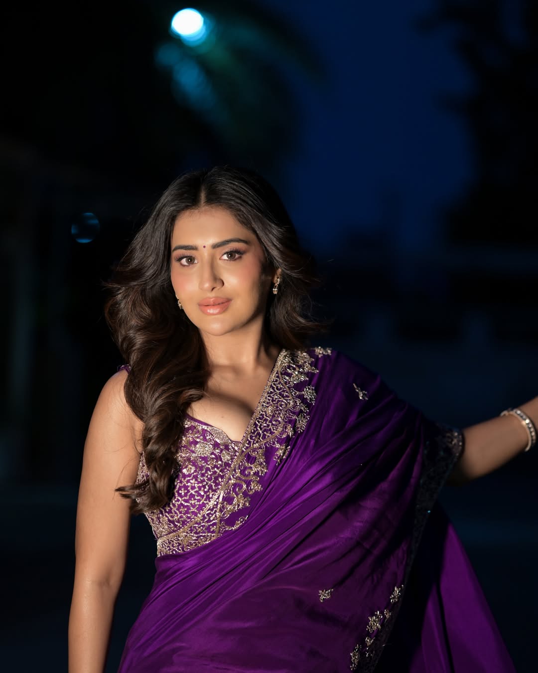 Rashi Singh Posing Confidently In Shimmer Blouse