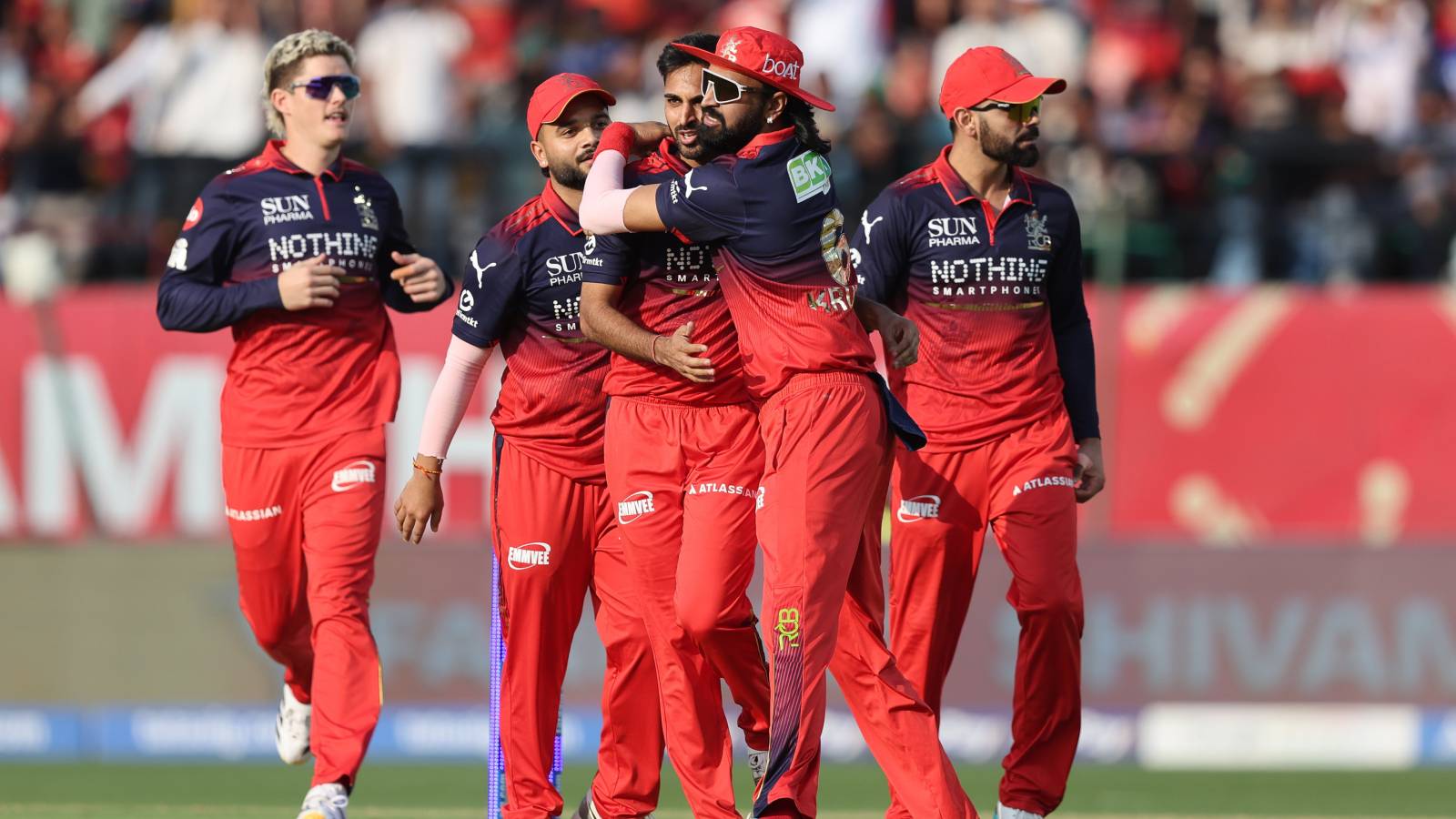 RCB players celebrate playoff qualification