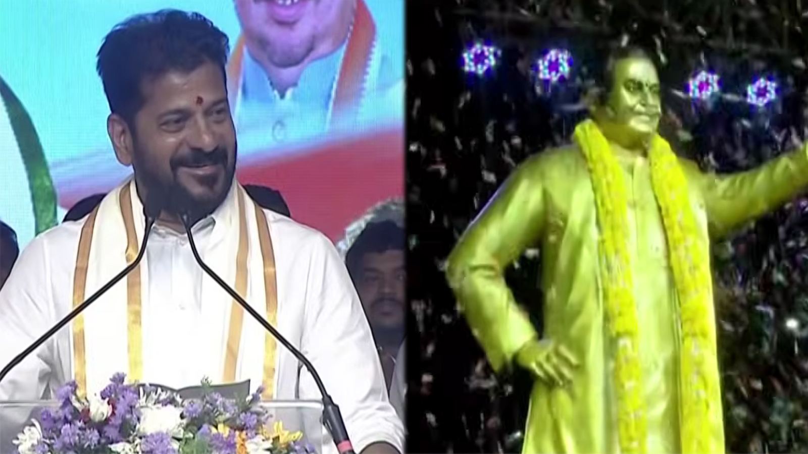Revanth Reddy unveils Sr NTR statue