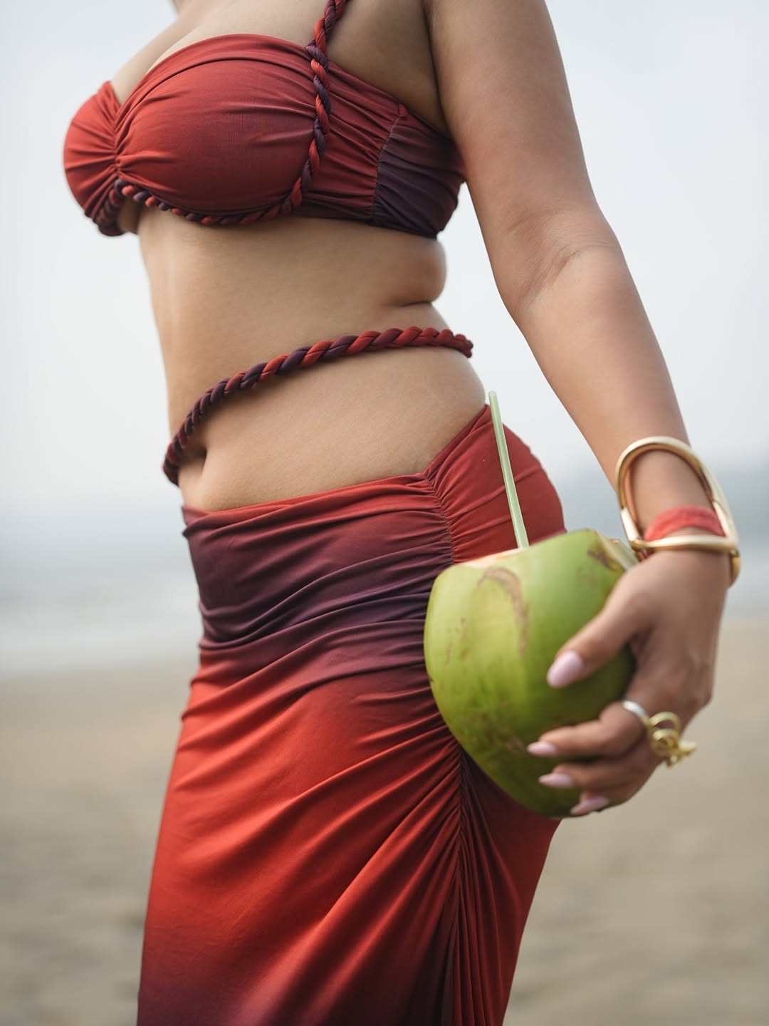 Shivangi Verma Sizzling In Crimson Beach Wear