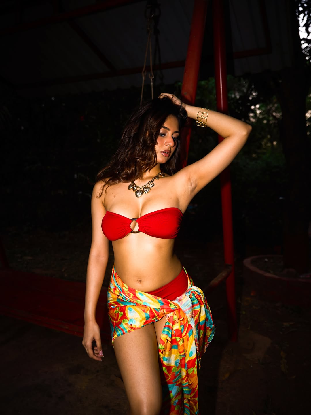 Srushti Bannatti Flaunts Multi Color Print Sarong