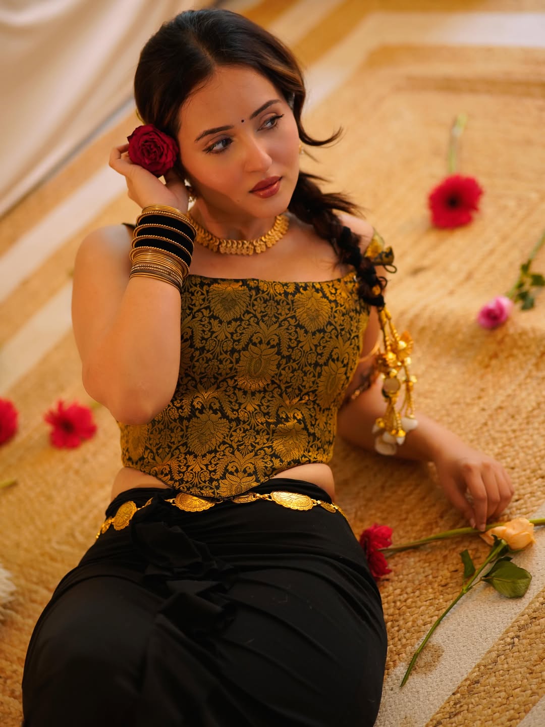Varsha Rekhate Intense Gaze In Traditional Stills
