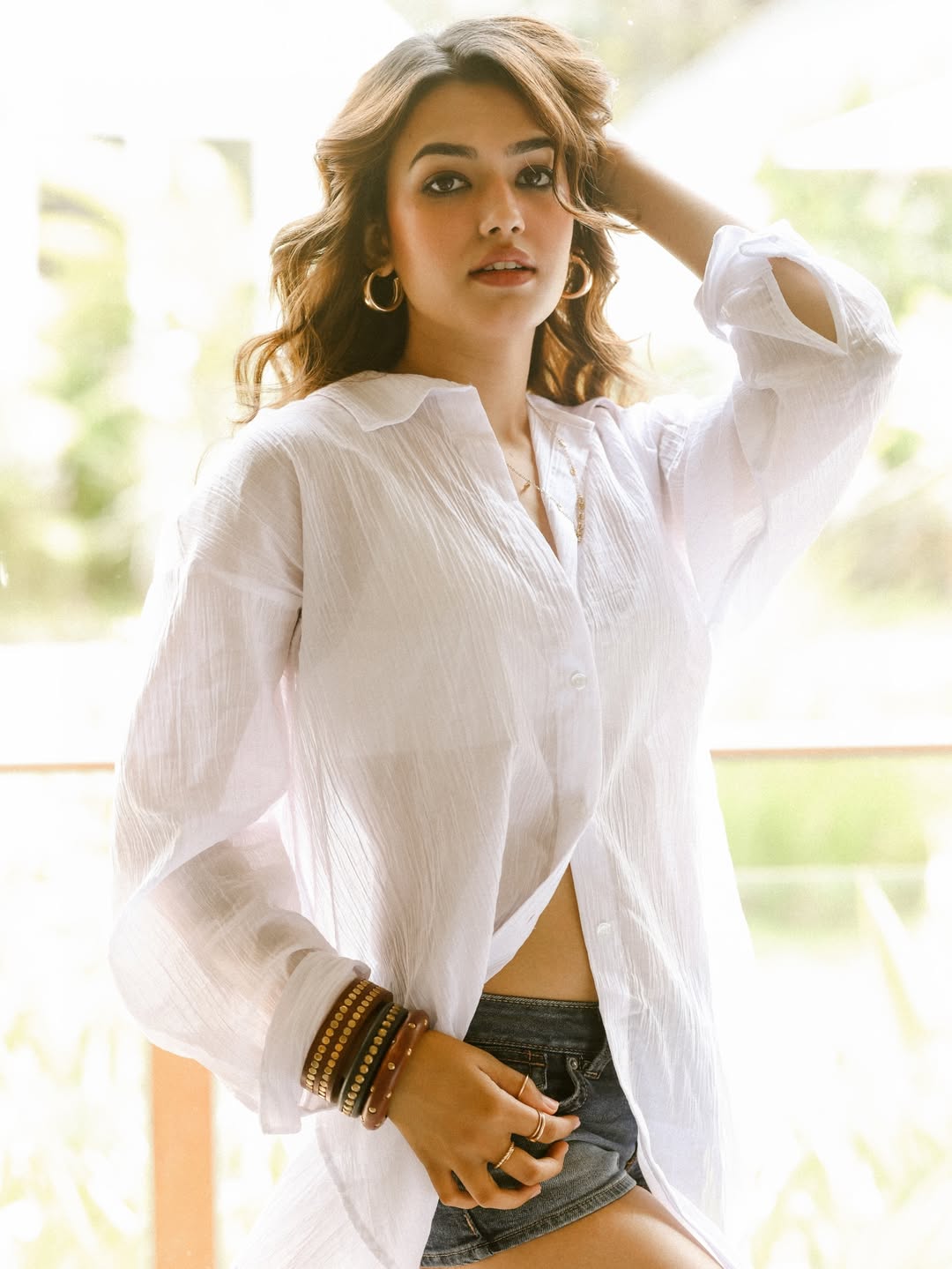 Bold Vidhi Yadav Seated On Bed In Indoor Shoot