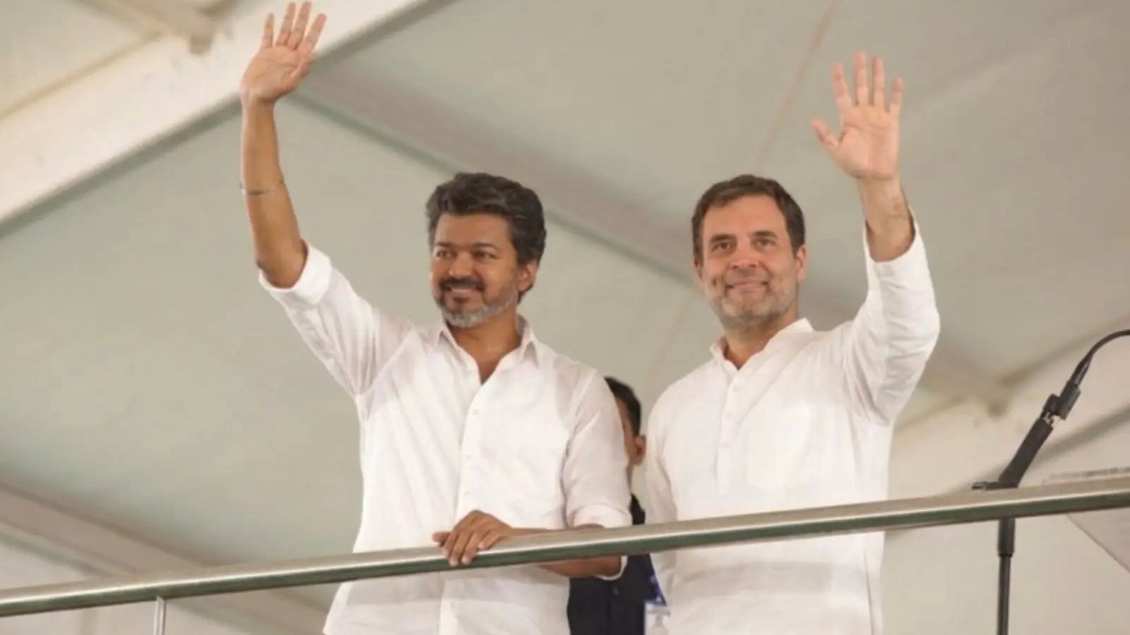 Vijay and Y. S. Jagan Mohan Reddy during discussions around the TVK-Congress political alliance debate