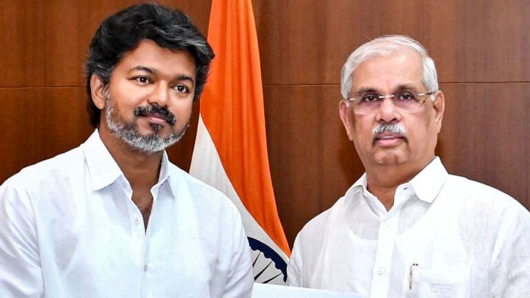 Vijay meeting R. N. Ravi Arlekar after TVK reportedly secured support to reach the majority mark in Tamil Nadu politics
