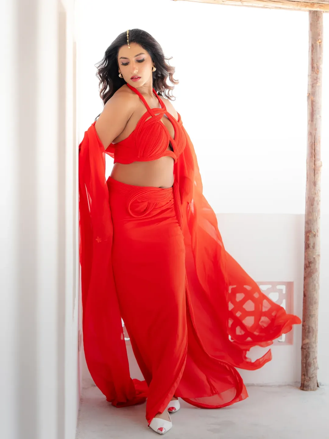 Vishnu Priya Intense Gaze In Red Hot Photoshoot