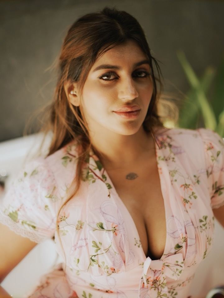 Yashika Aannand Bold Closeup In Pink Floral Dress