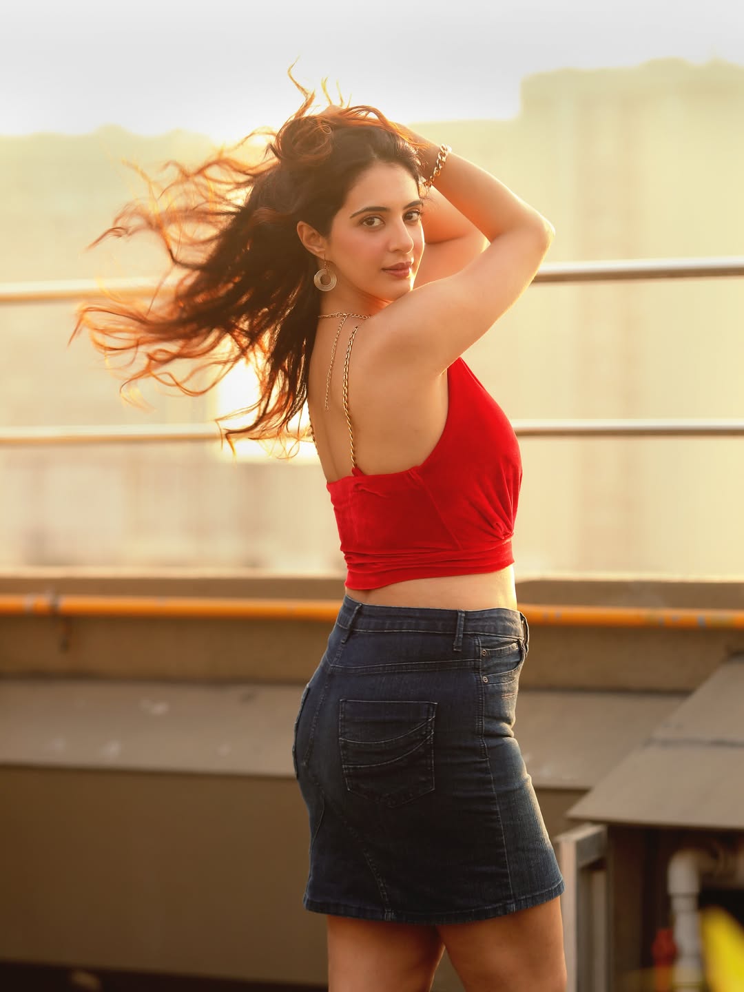 Arshin Mehta Tossing Hair Back Side Profile View