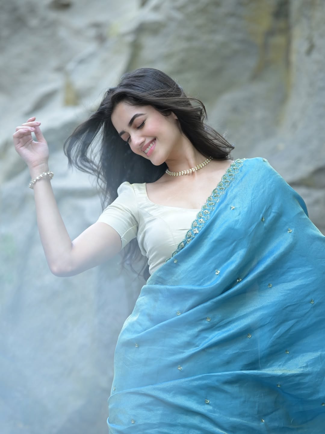 Bhagyashri Borse Showing Dramatic Hair Flip Pose
