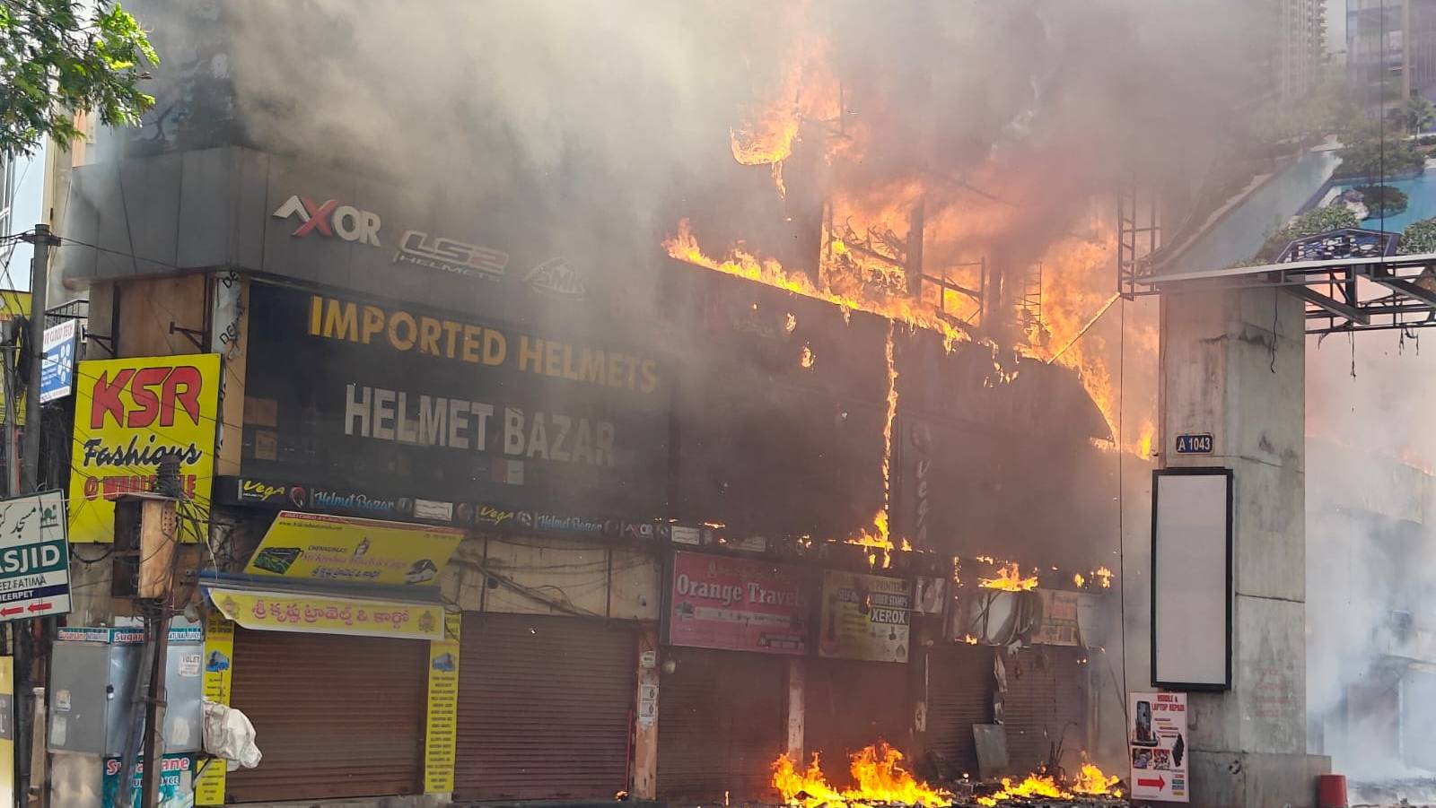 Fire accident at Ameerpet Helmet Bazaar