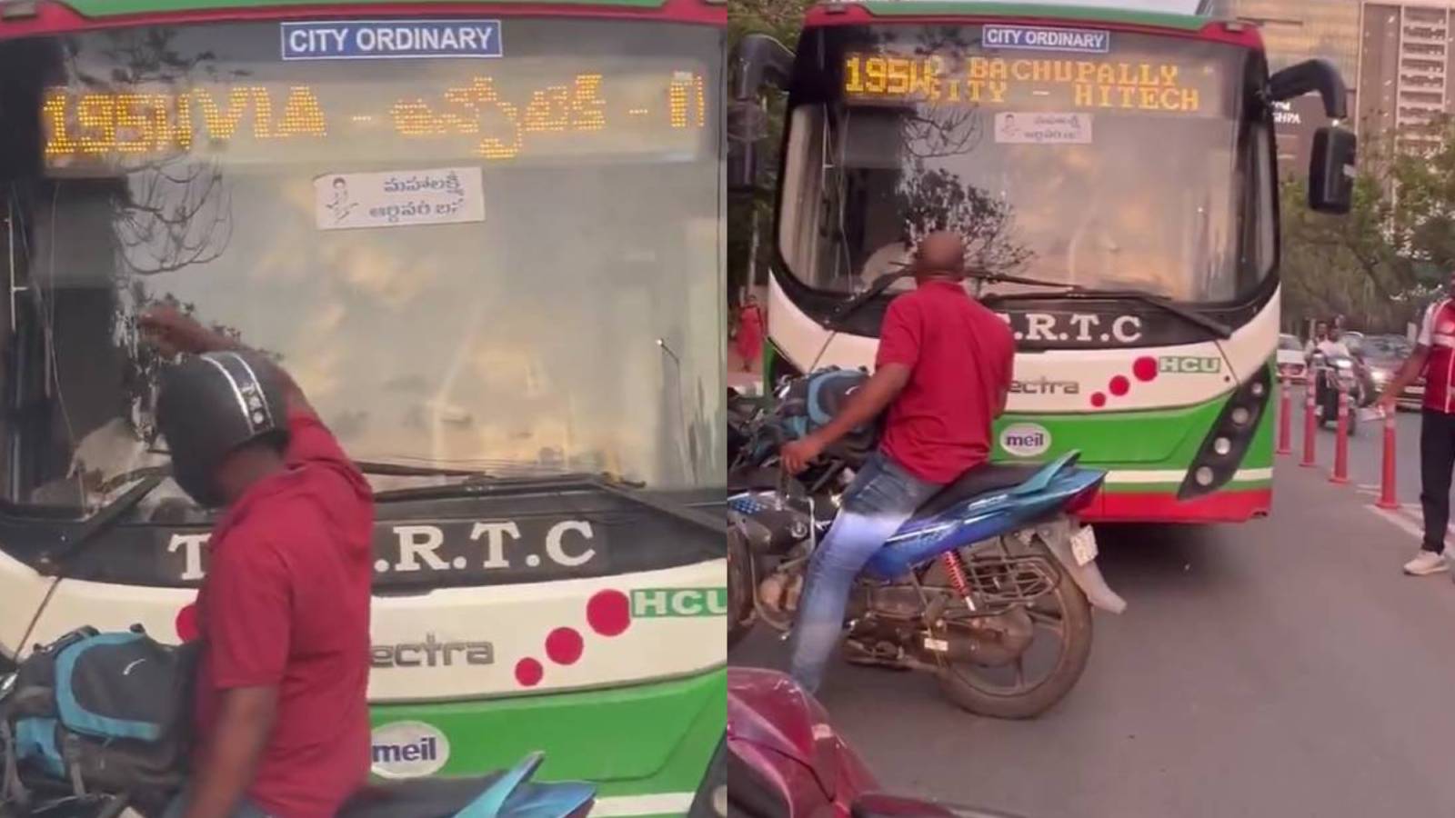 Hyderabad biker stops bus on wrong route