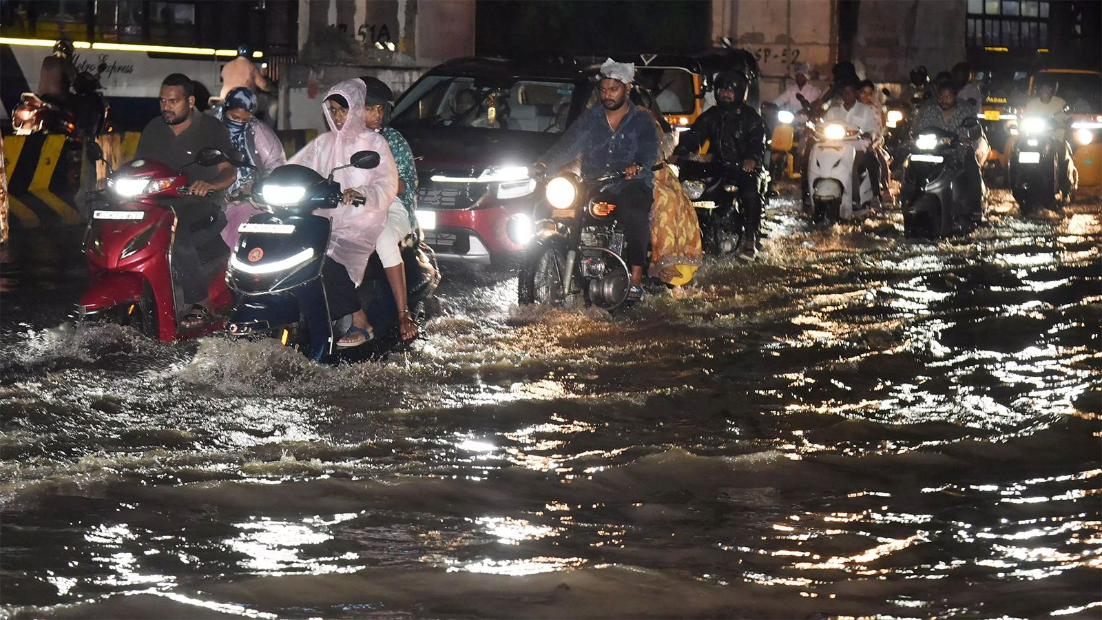 Waterlogged roads in Hyderabad after rains