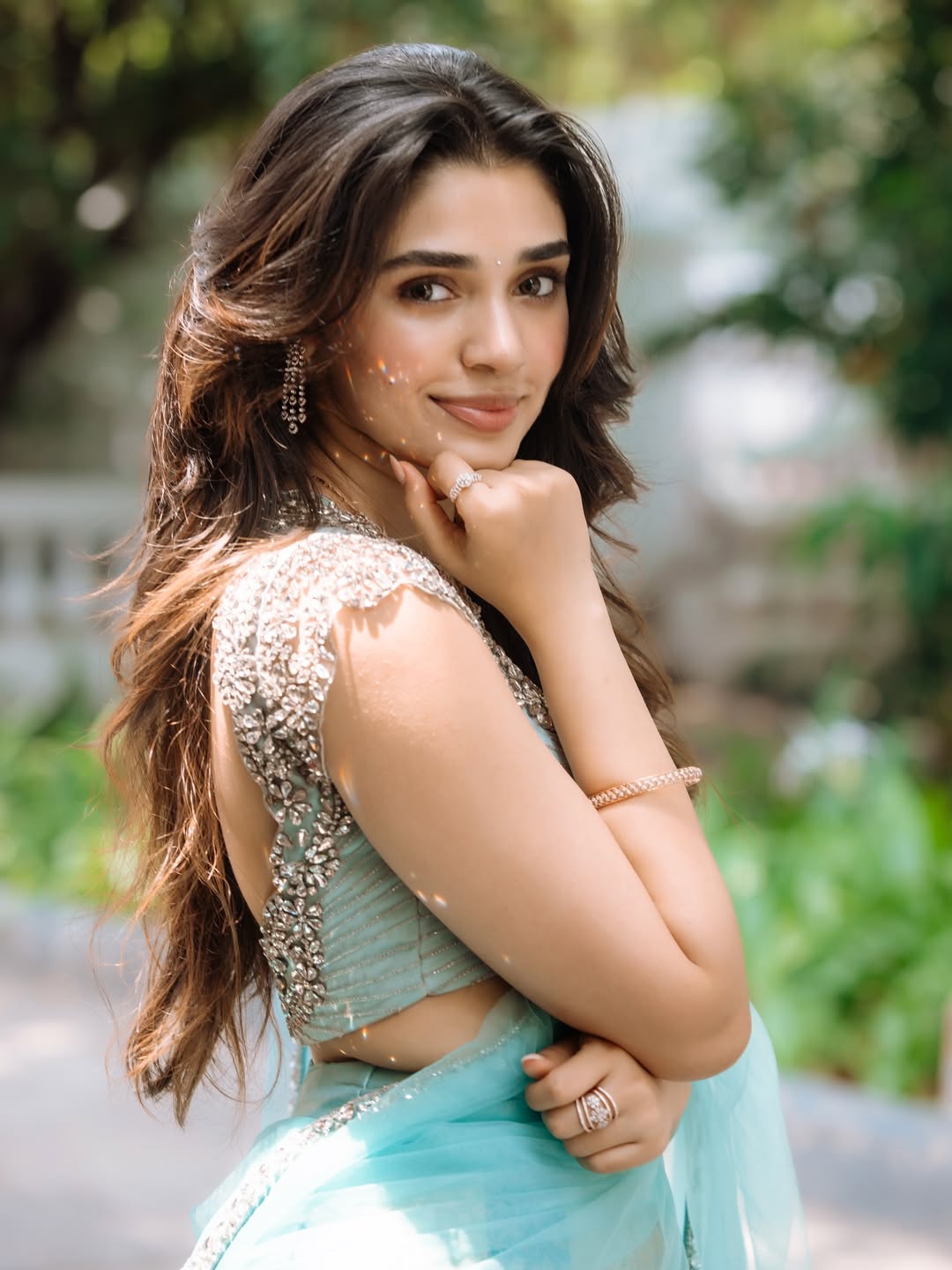 Krithi Shetty Posing Side Profile With Crossed Arms