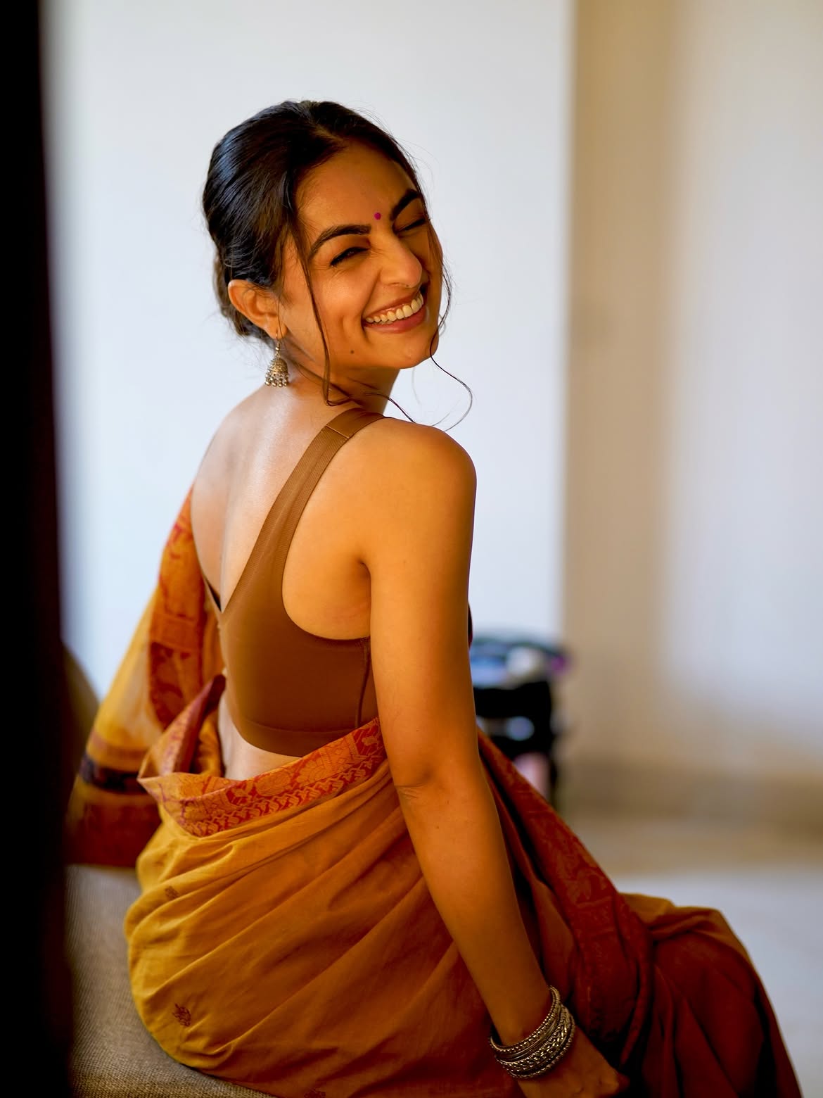 Maira Doshi Back Pose Showing Cute Dimple