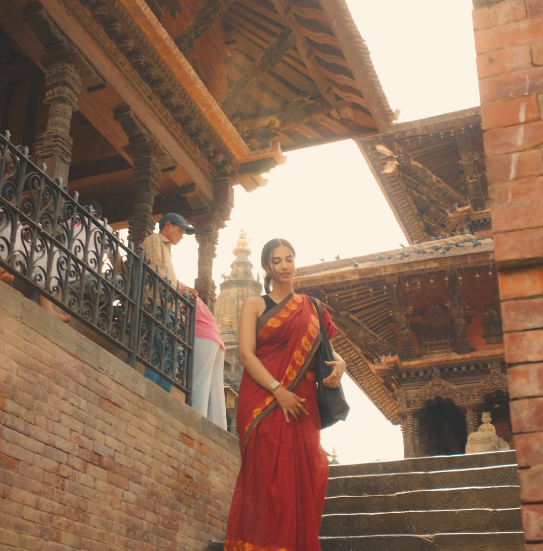 Meenakshi Chaudhary Graceful Temple Style Pose