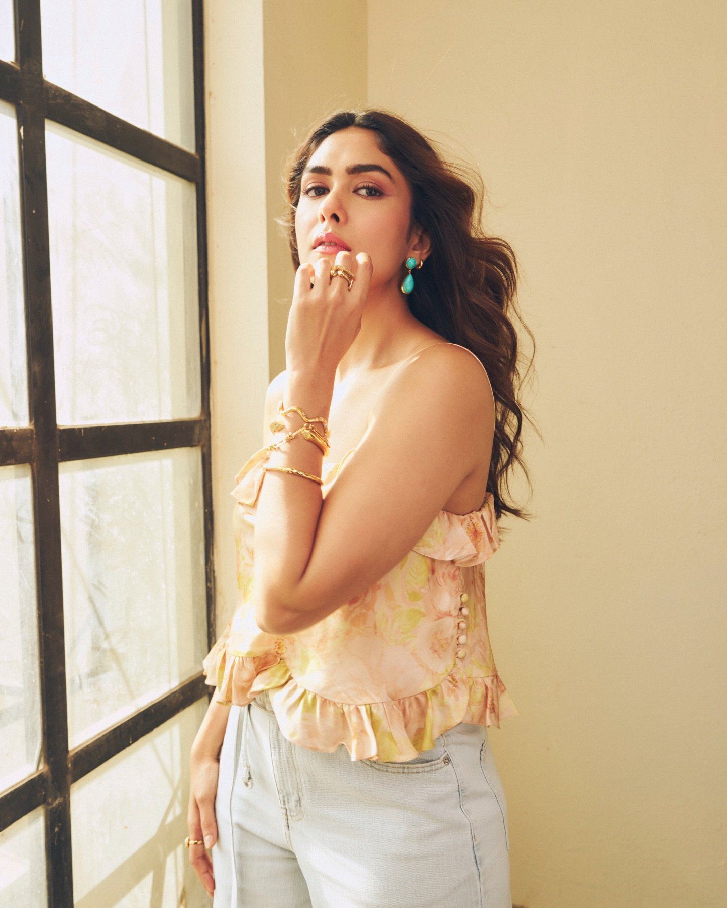 Mrunal Thakur Elegant Chin Touch Glam Portrait