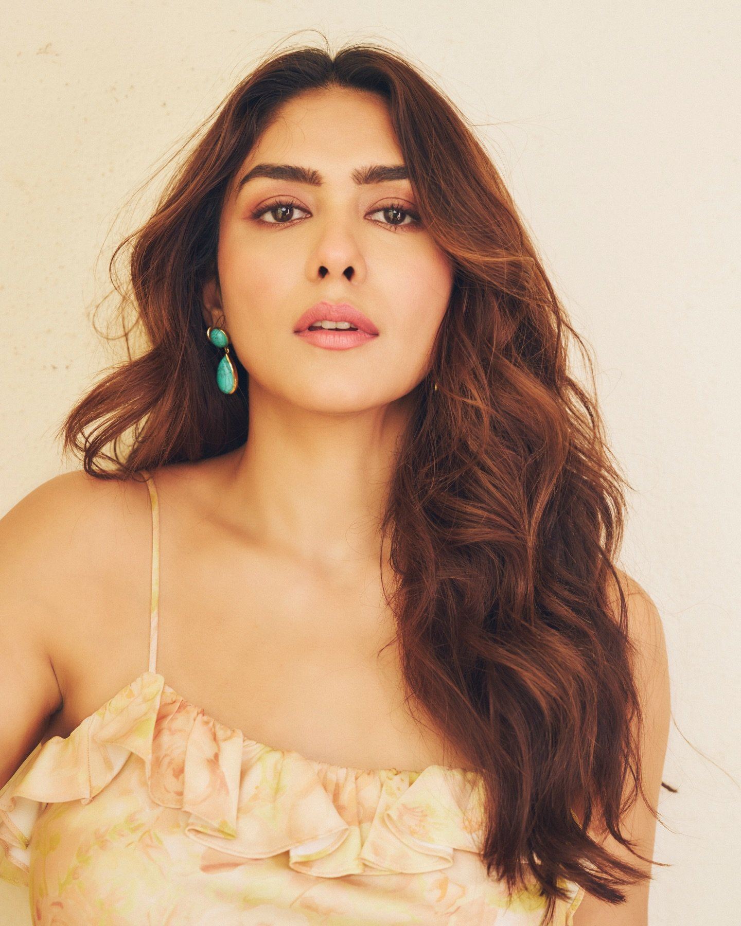 Mrunal Thakur Flawless Makeup Turquoise Earring