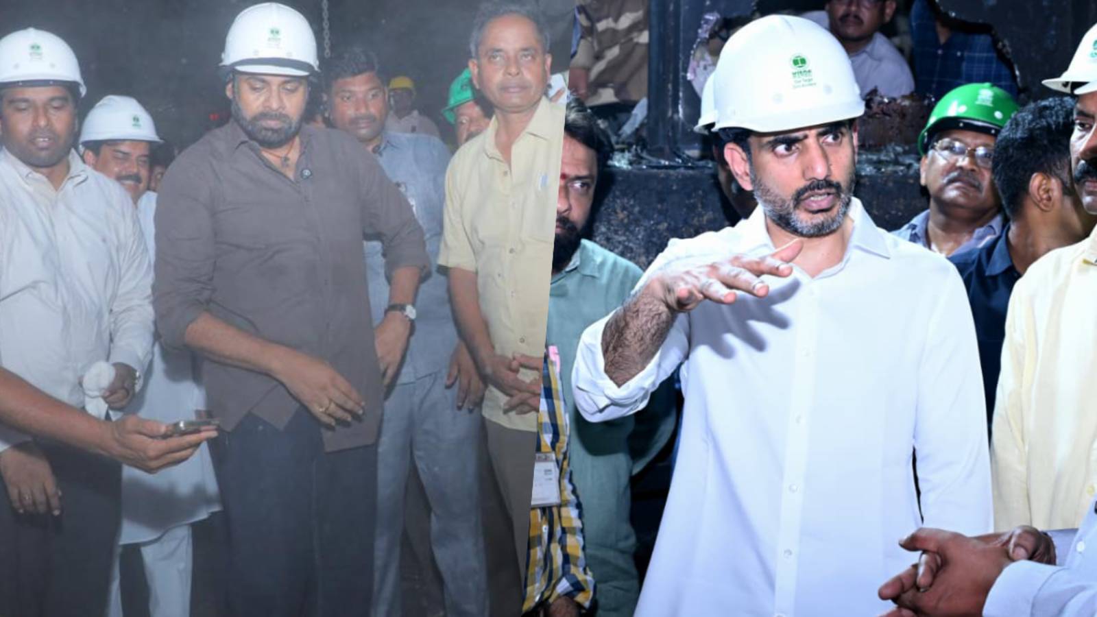 Nara Lokesh and Pawan Kalyan at Vizag plant