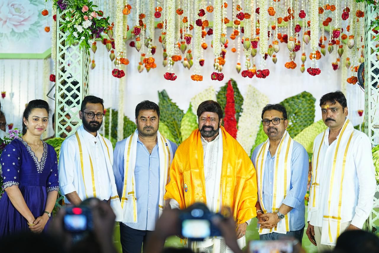 Balakrishna With Team At NBK 112 Opening Ceremony