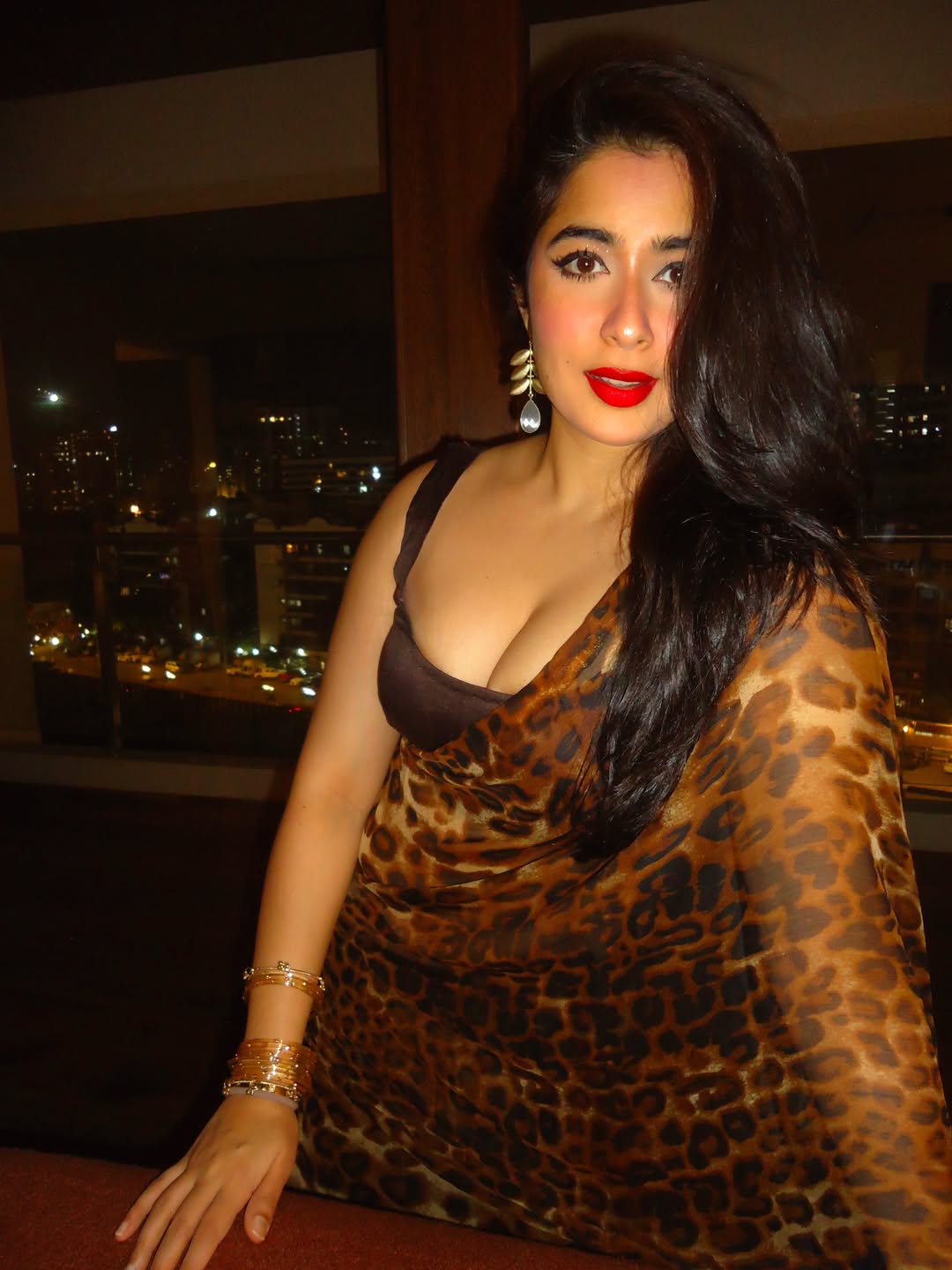 Nikita Sharma Flashing A Classic Ruby Red Lip