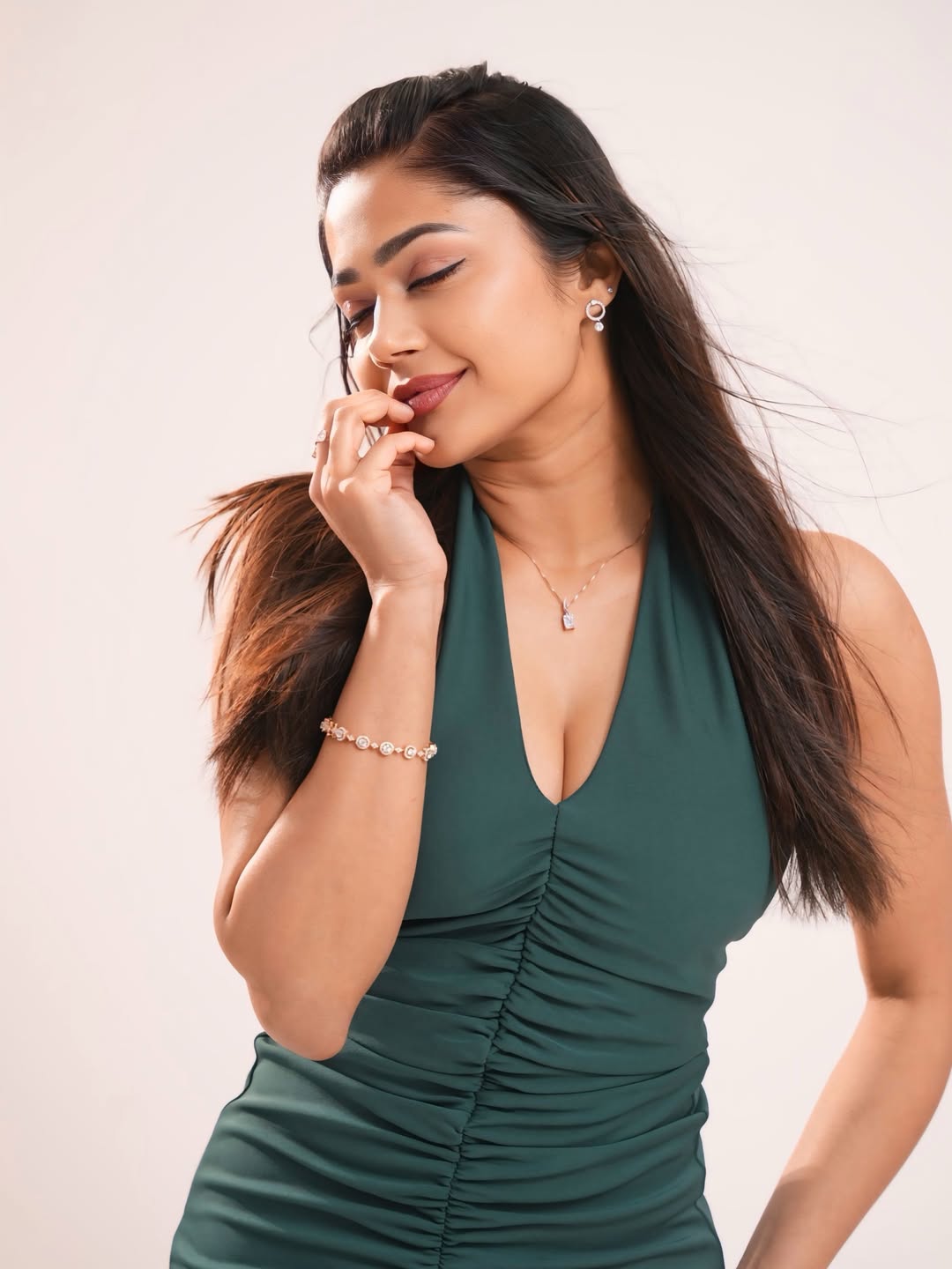 Payal Radhakrishna Wearing Sleek Ruched Maxi Dress