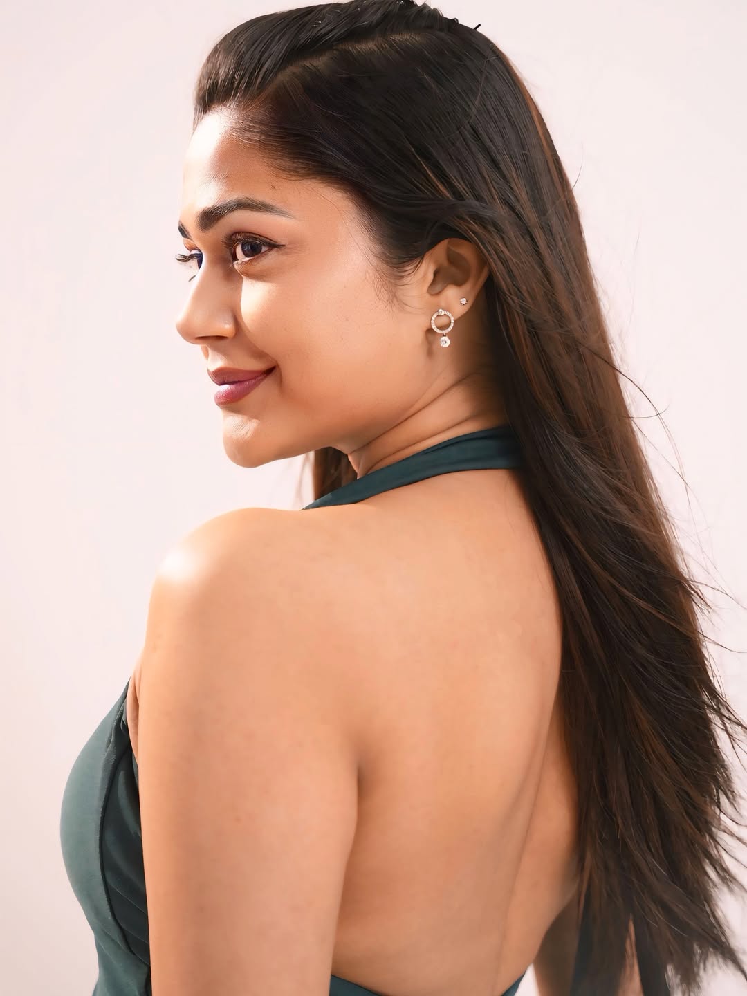 Payal Radhakrishna Flaunting Backless Green Gown