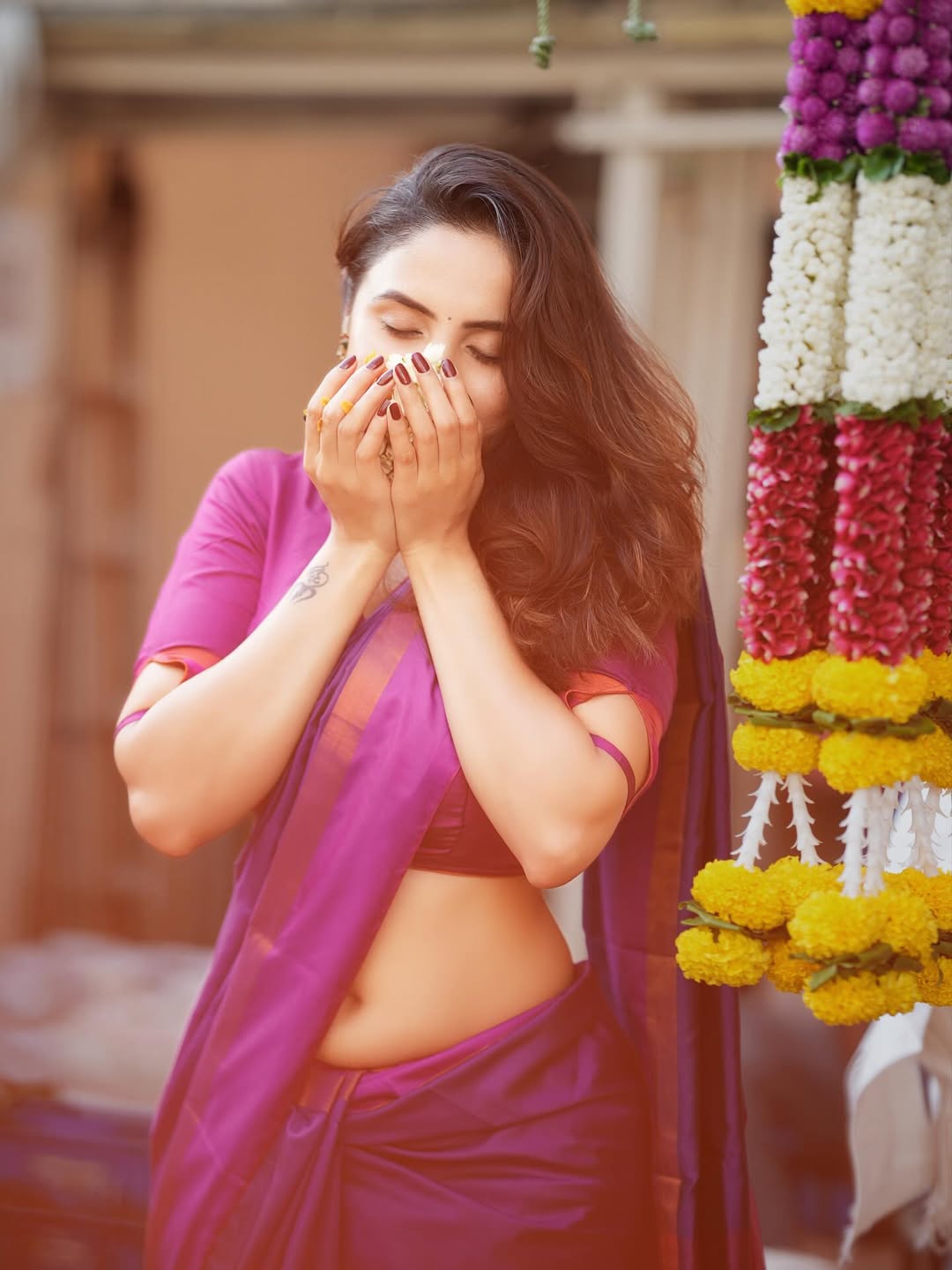 Priyanka Kholgade Inhaling Sweet Flower Scent