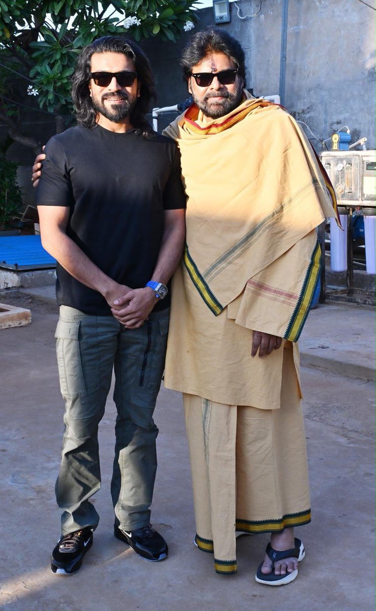 Pics: Ram Charan Met Pawan Kalyan At Janasena Party office