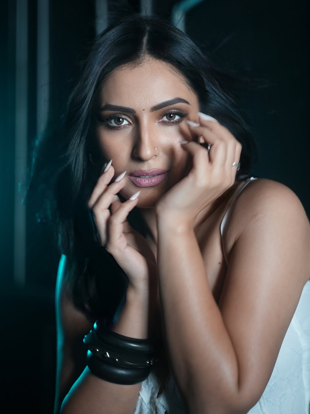 Shivangi Verma Stroking Hair In Deep Dreamy Pose