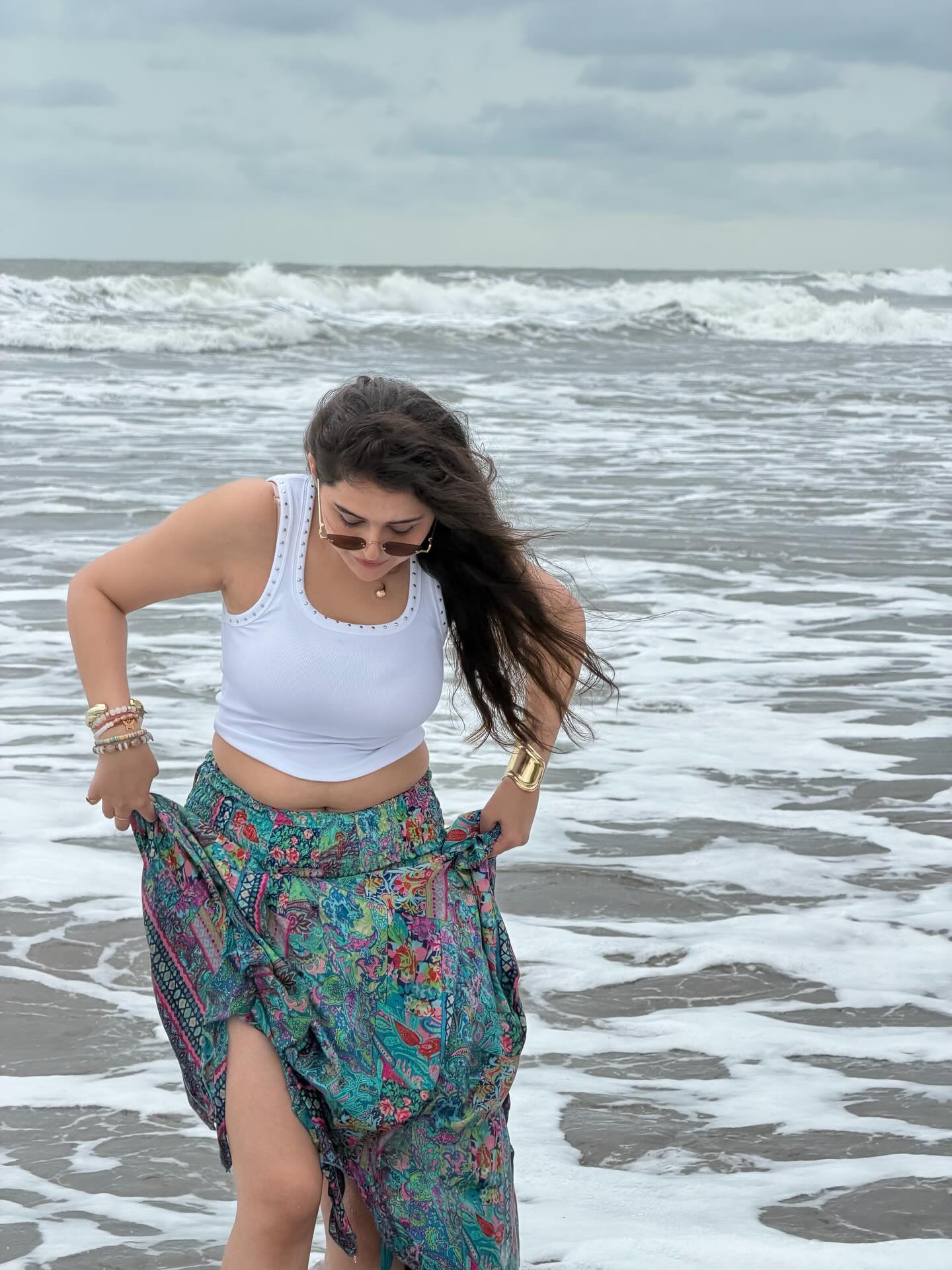 Vedvika Soni Enjoying The Windy Coastal Weather