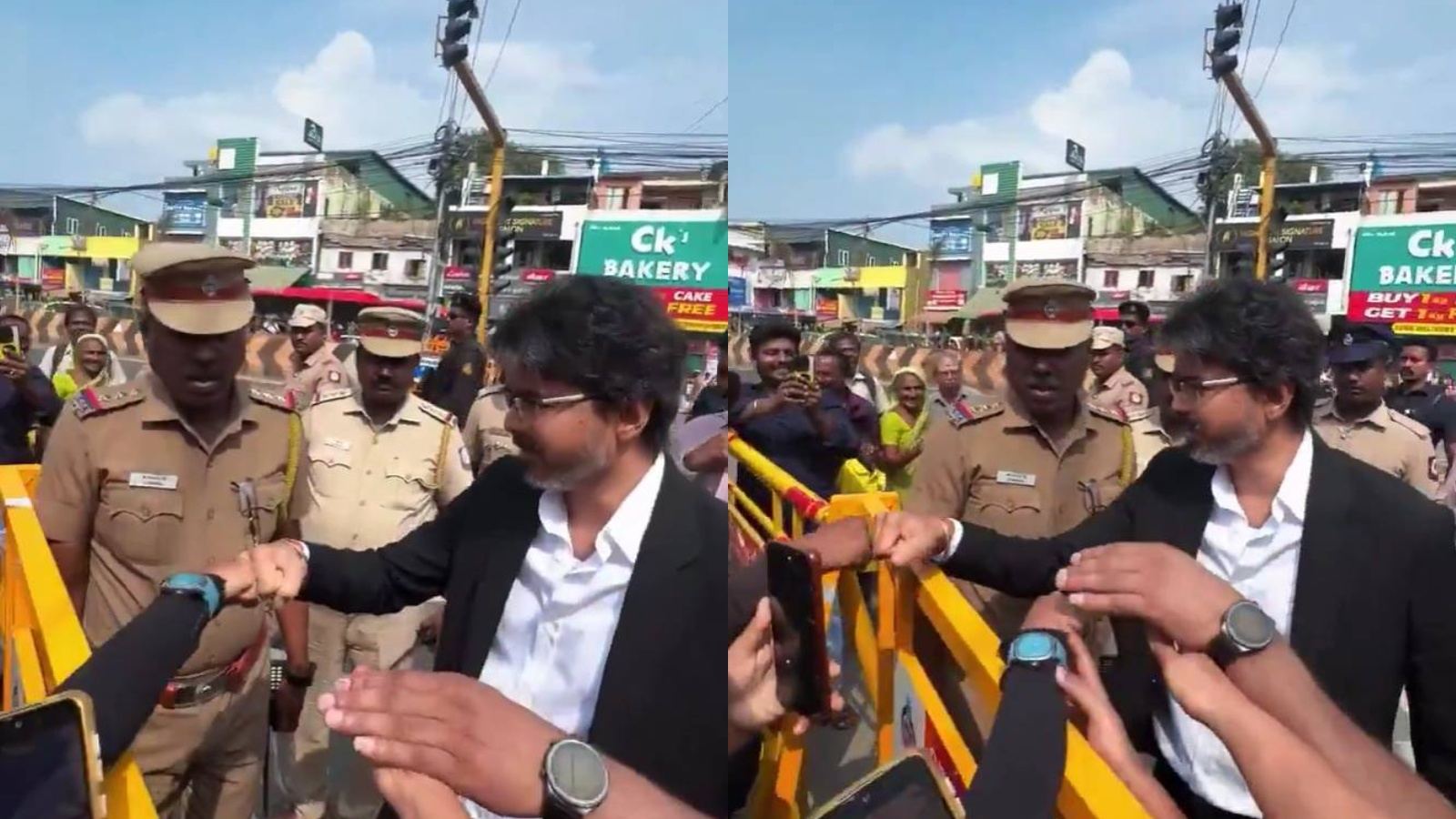 Vijay greets fans during Secretariat visit