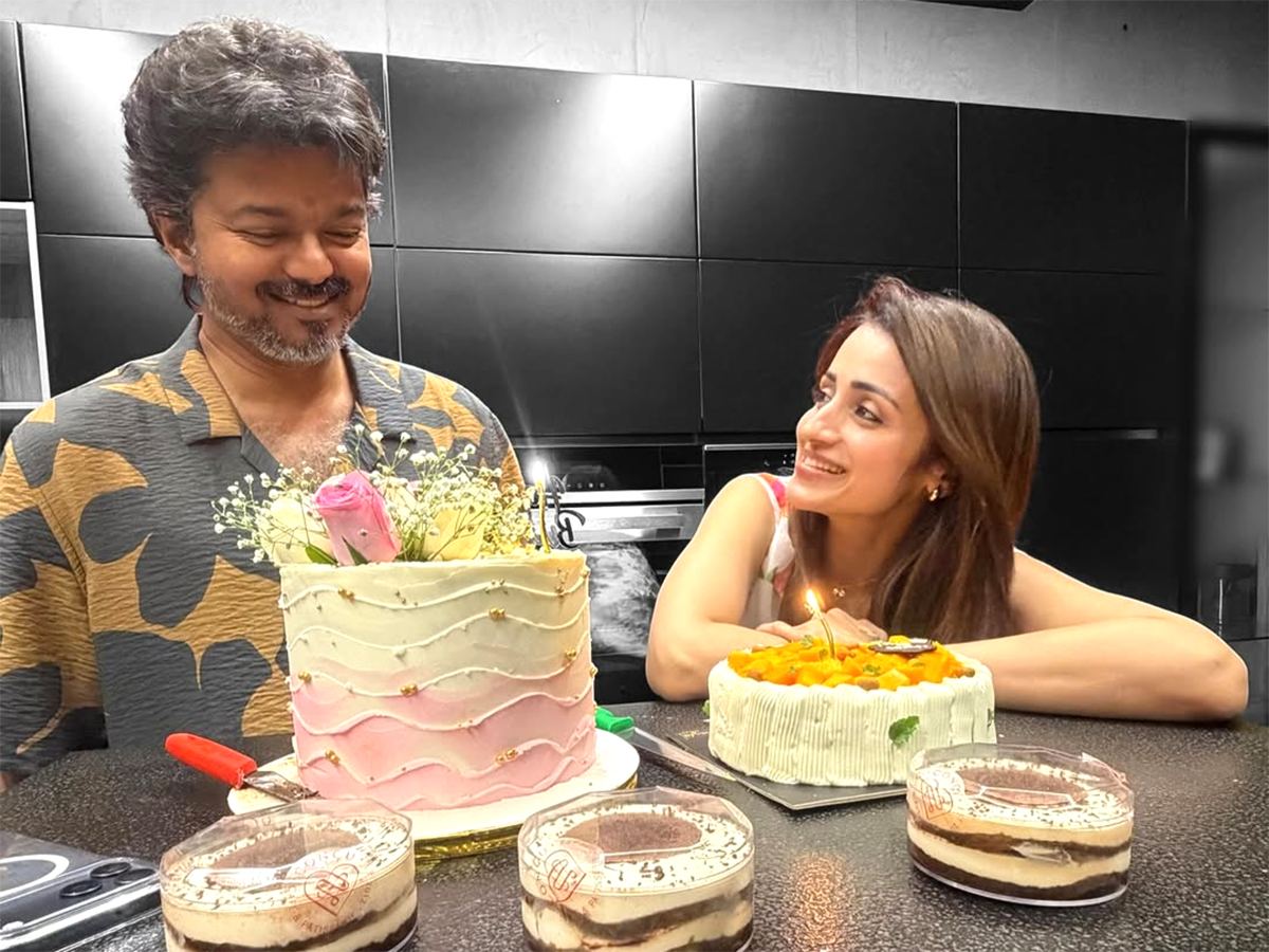 Vijay and Trisha during birthday celebration