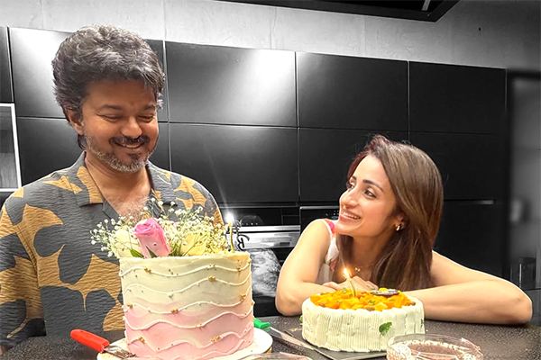 Vijay and Trisha during birthday celebration
