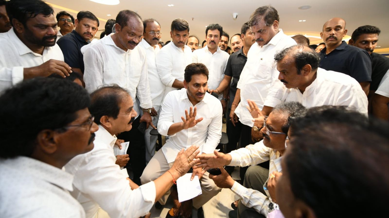 YS Jagan interacts with Visakhapatnam Steel Plant accident victims during his visit as debate grows over compensation and relief measures.