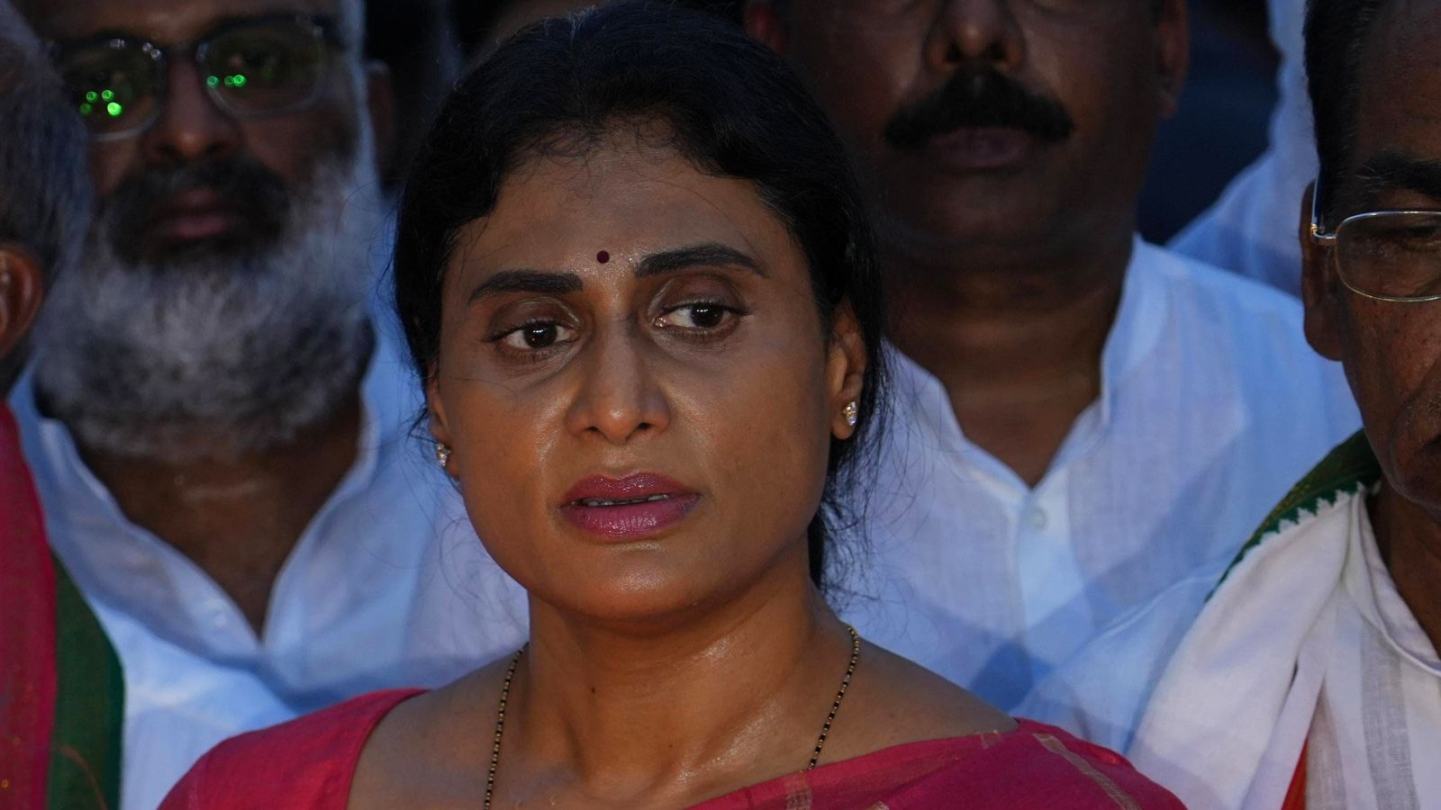 YS Sharmila during a political event amid discussions about her future in Congress and Andhra Pradesh politics.