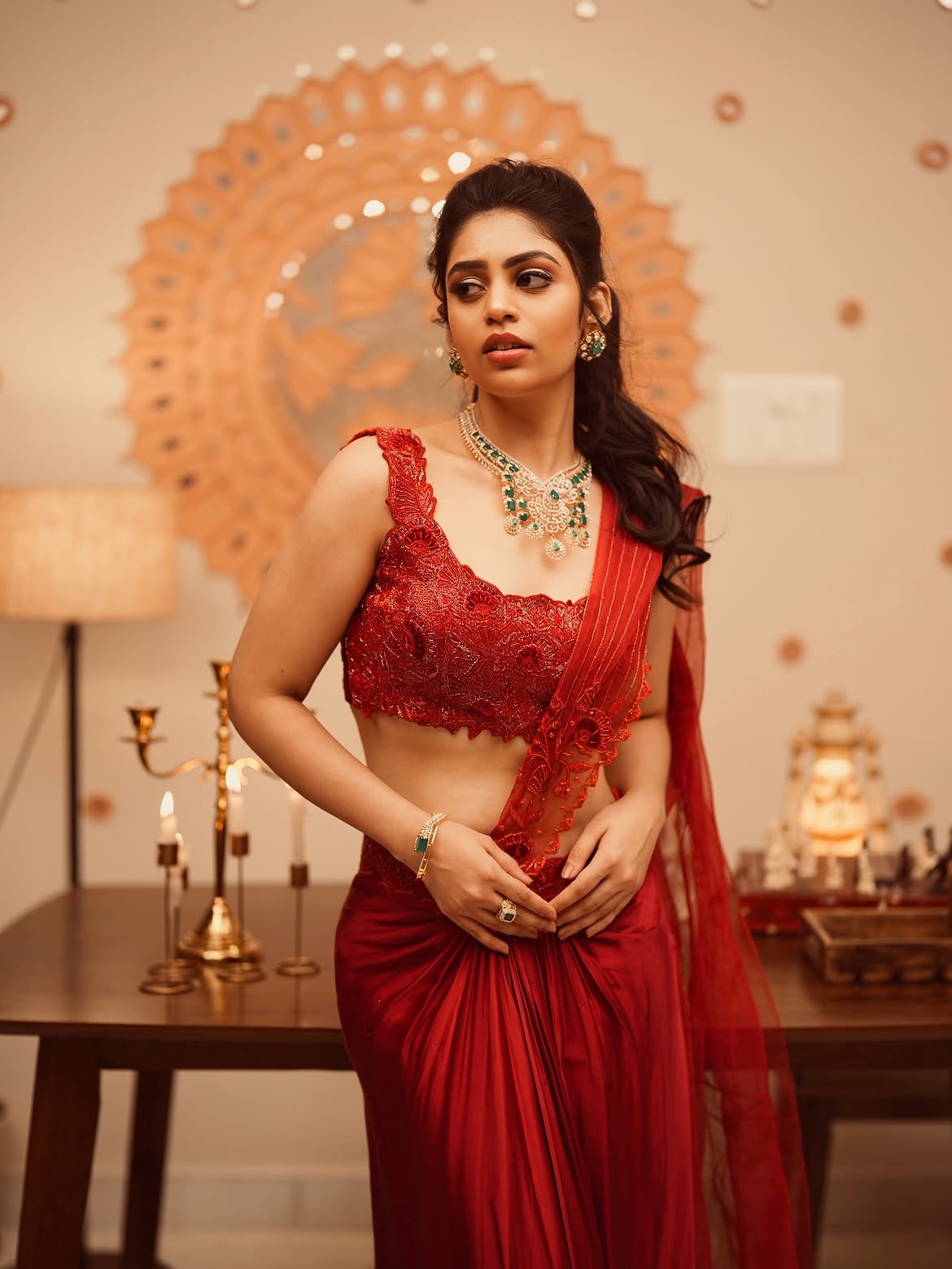 Bandhavi Sridhar Confident Fashion Look In Red