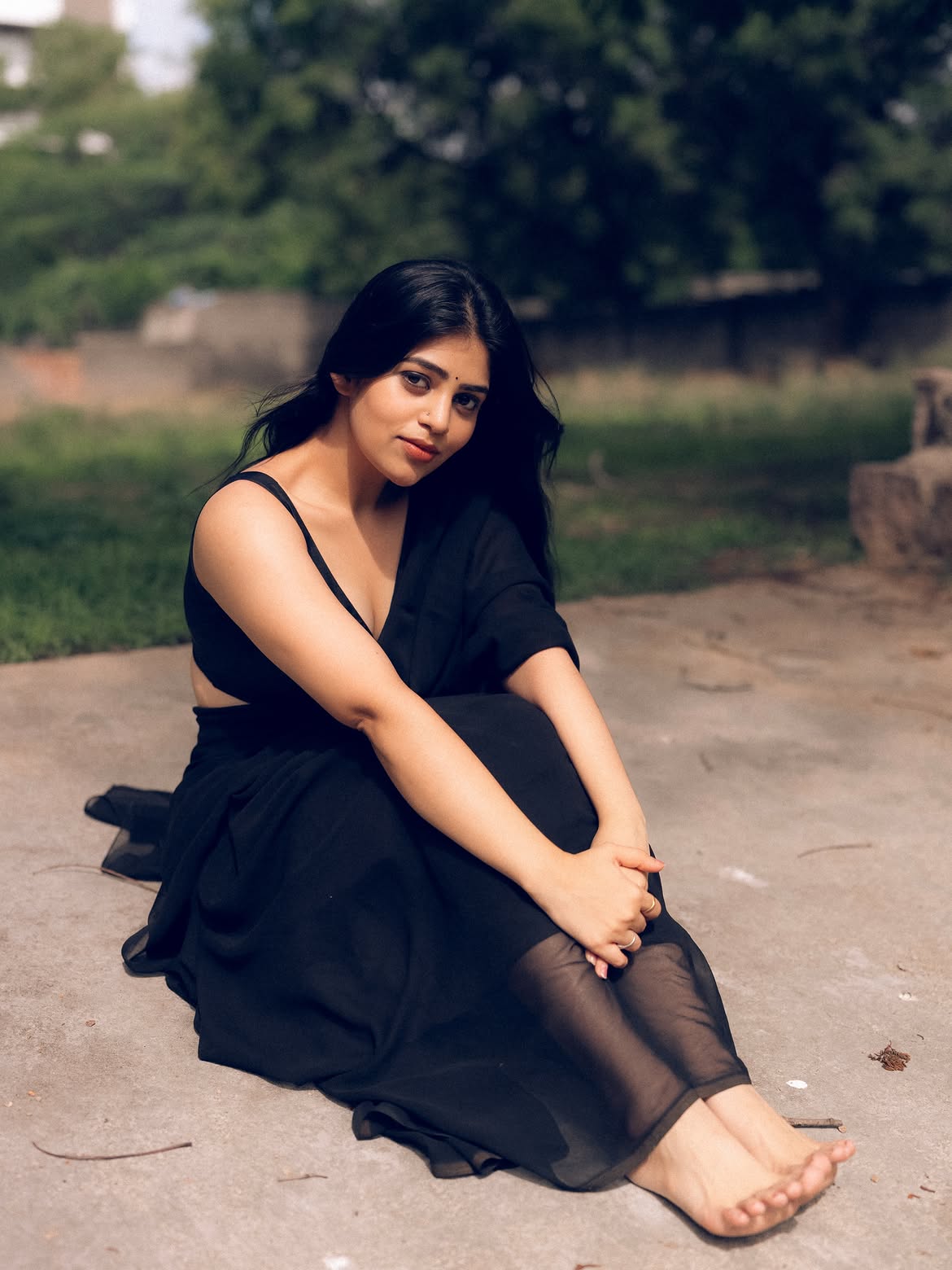 Bandhavi Sridhar Posing Barefoot In Ethnic Wear