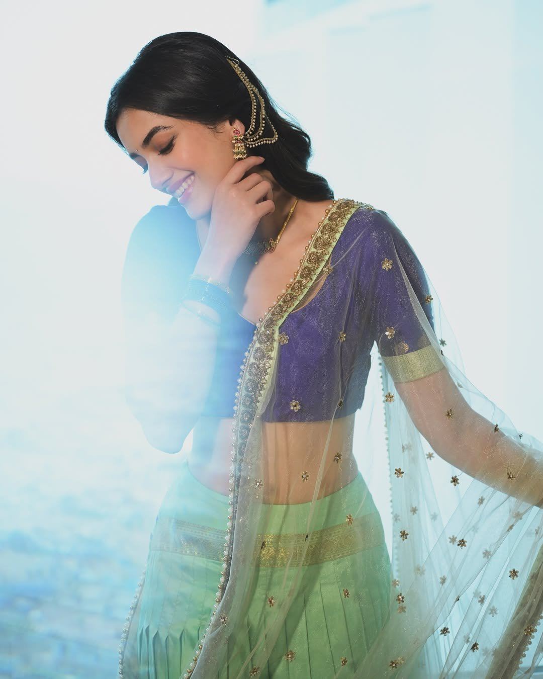 Bhagyashri Borse Posing Gracefully Indoors Outfit