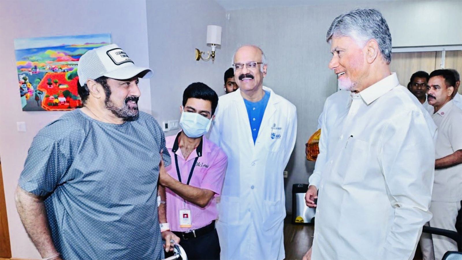 Chandrababu visits Balakrishna at AIG