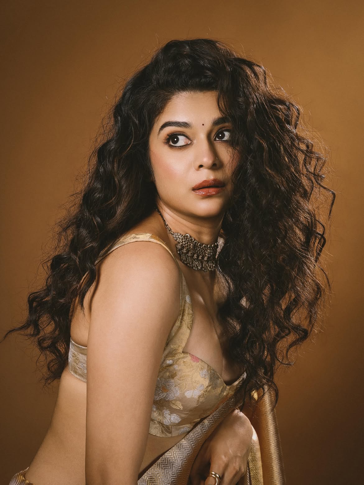 Mithila Palkar Curly Hair Glam Close Up Portrait