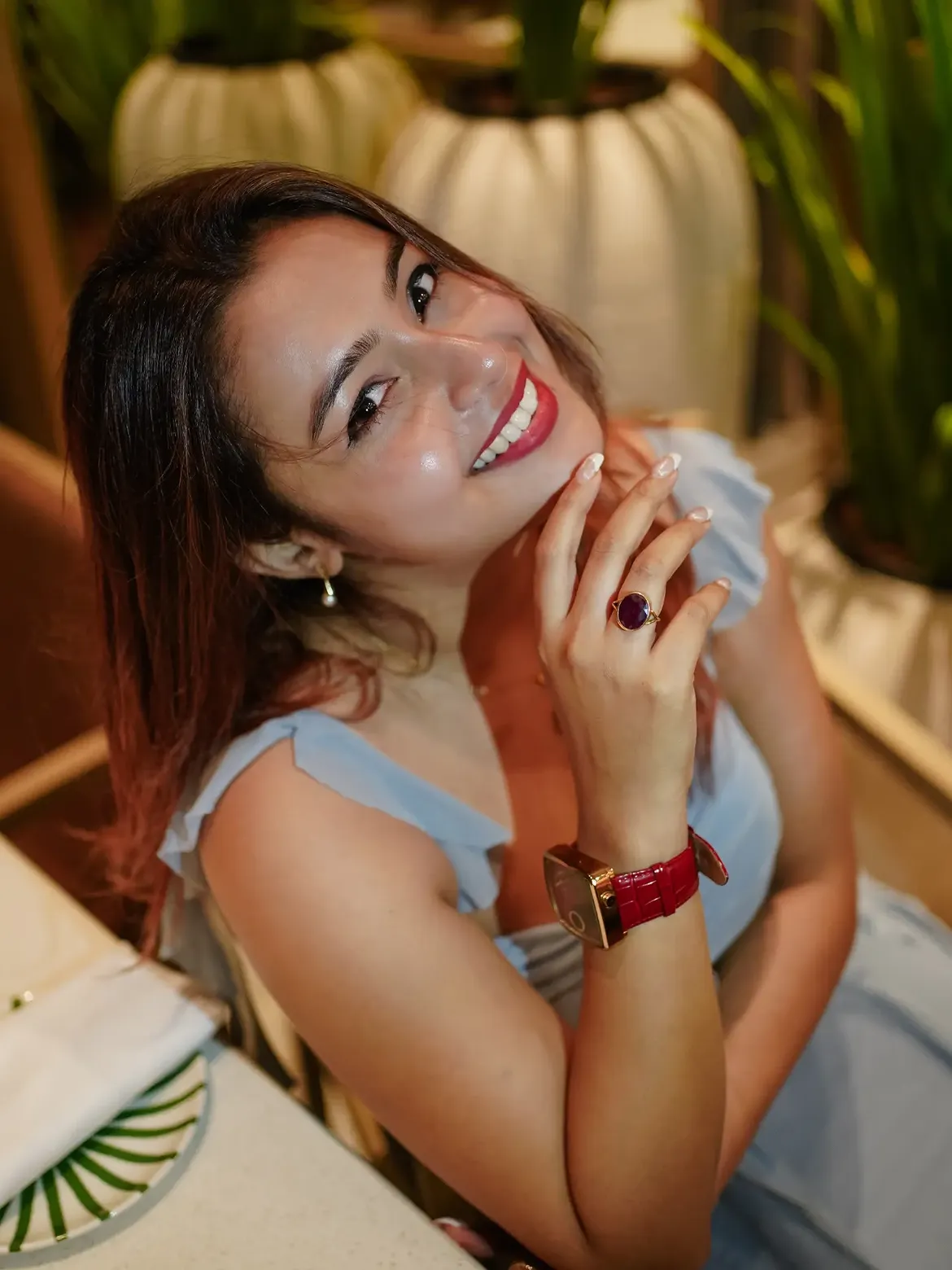 Mokksha Gives Stylish Close Up With Bright Smile