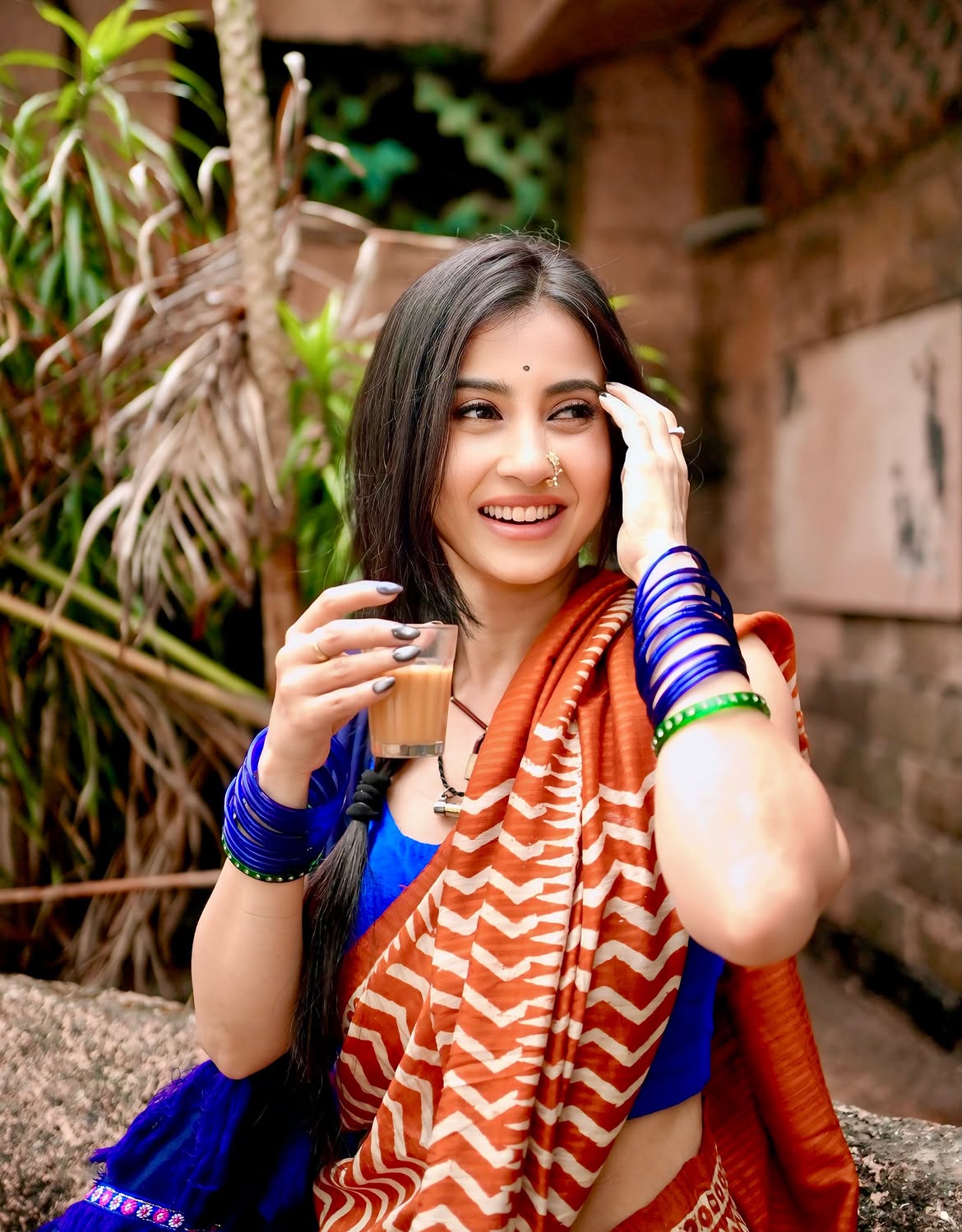 Monami Ghosh Enjoying Cutting Chai In Cute Pose