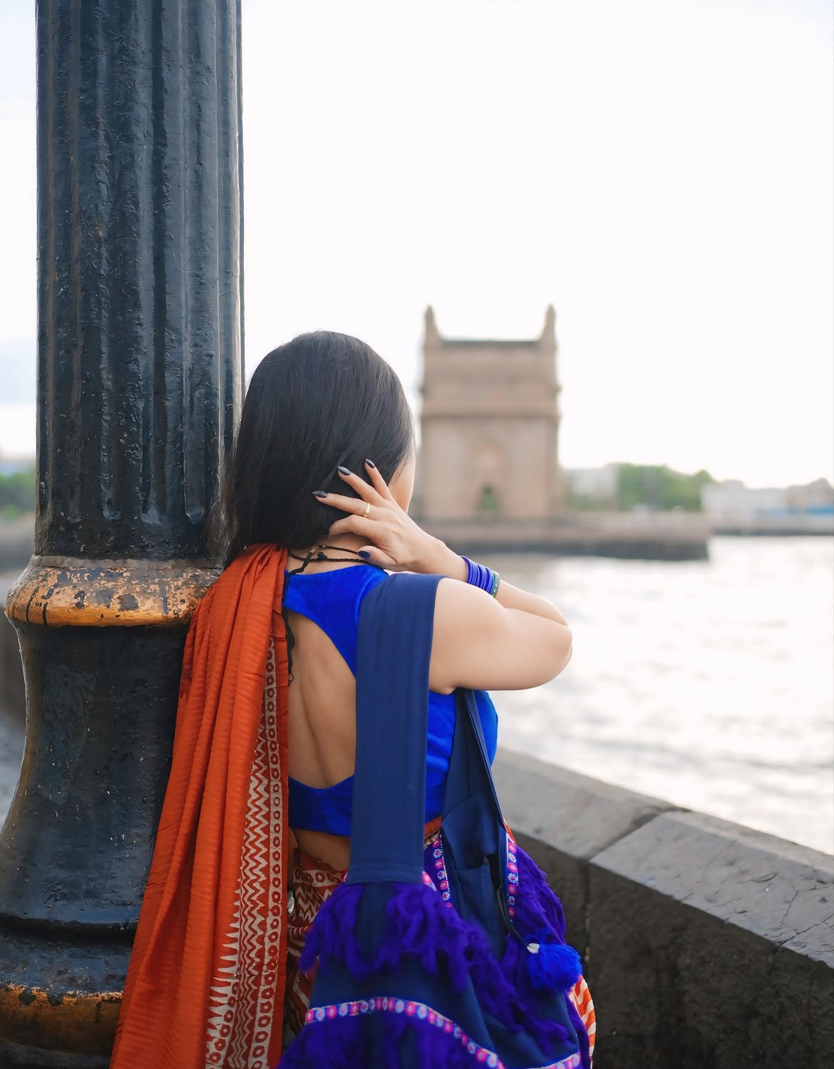 Monami Ghosh Showing Backless Cobalt Blue Blouse