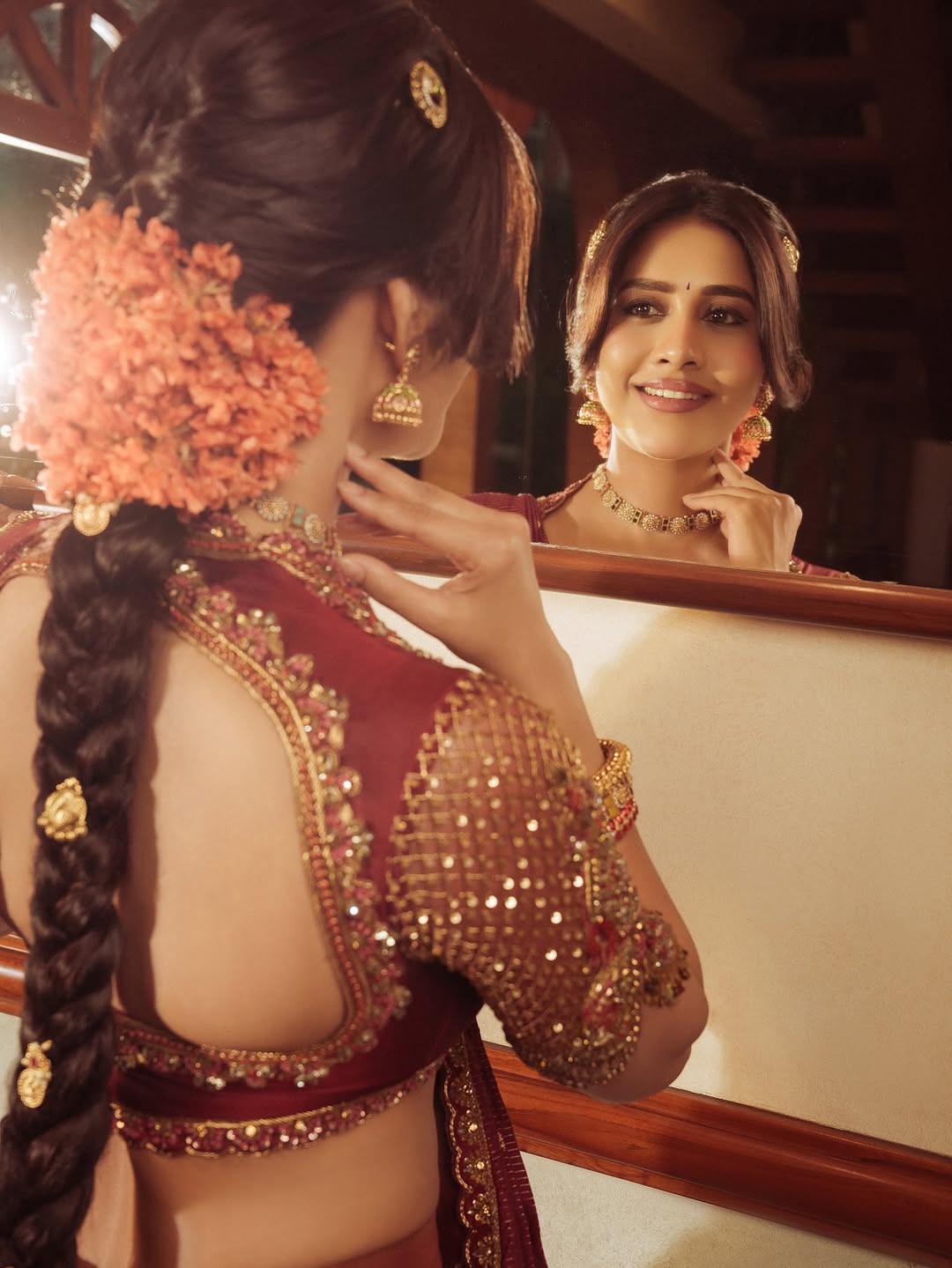 Nabha Natesh Looking Away Wearing Sleek Jhumkas