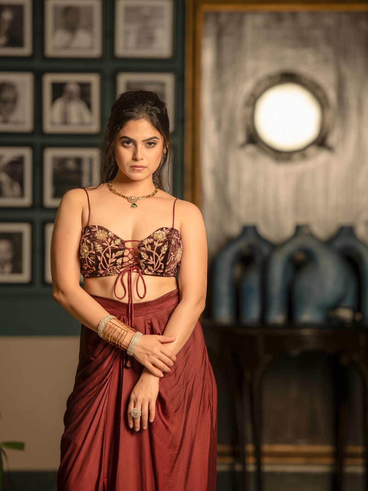 Naina Ganguly Flaunting Embroidered Lace Up Front