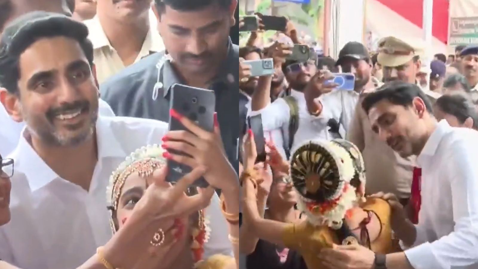 Nara Lokesh with students