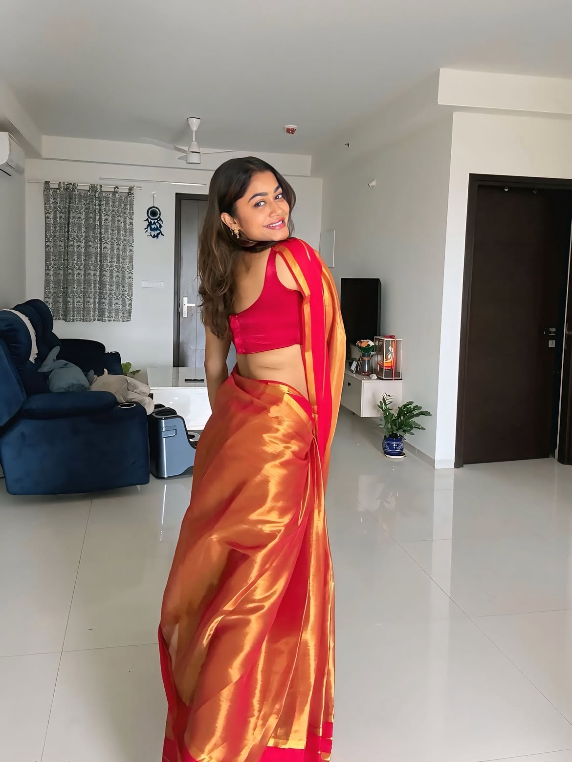 Payal Radhakrishna Flaunting Elegant Backless Blouse Cut
