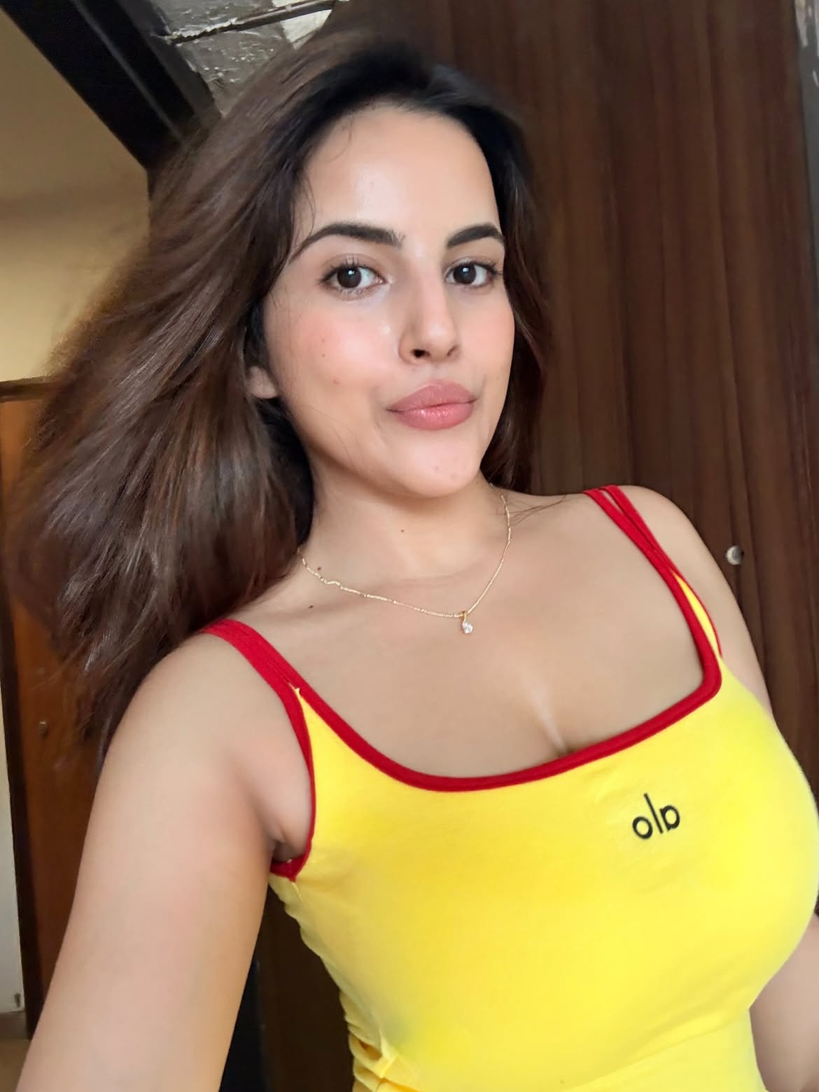Pratibha Choudharry Posing In Yellow Ribbed Top