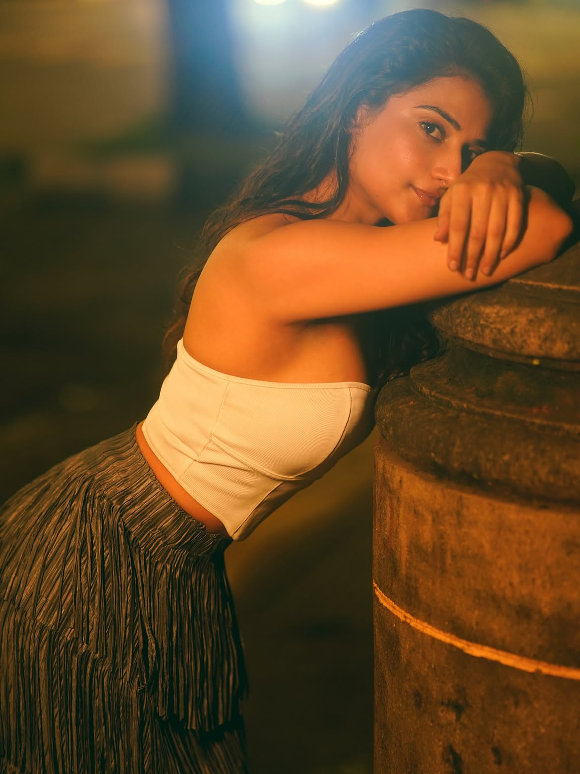 Prisha Singh Showcasing Edgy Corset Seam Lines