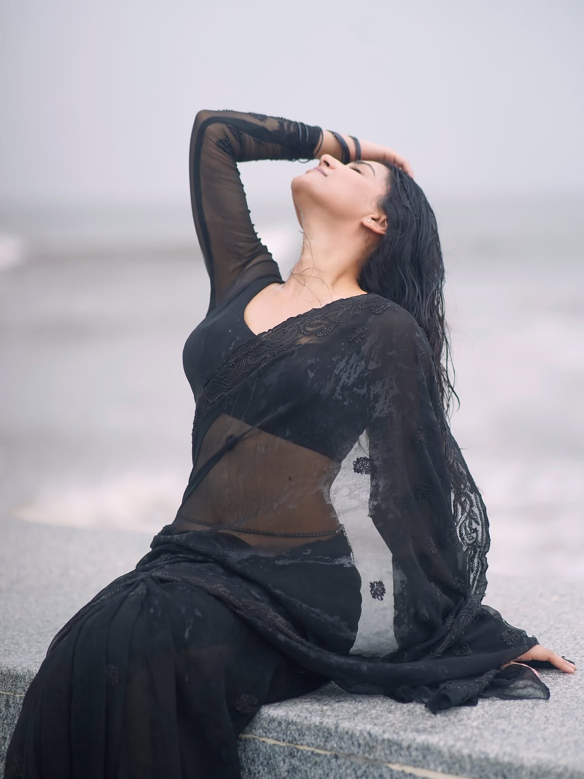 Prisha Singh Posing Artistically In Sheer Chiffon